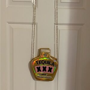 Novelty Tequila Bottle Crossbody Bag - Gold Holographic